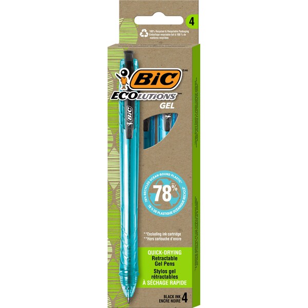 BIC Ocean Gel Retractable AST 4 PK